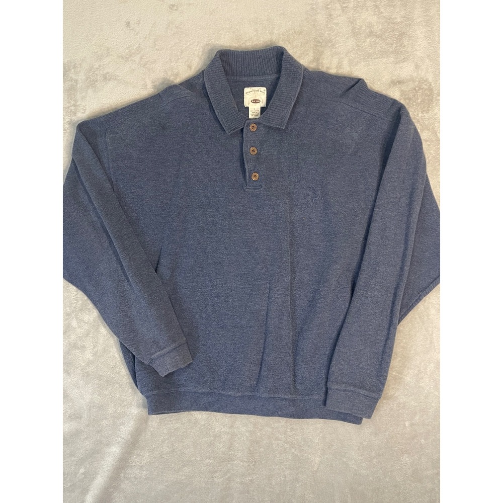 Original‎ Island Sport Mens Blue Cotton Long Sleeve quarter button Marlin